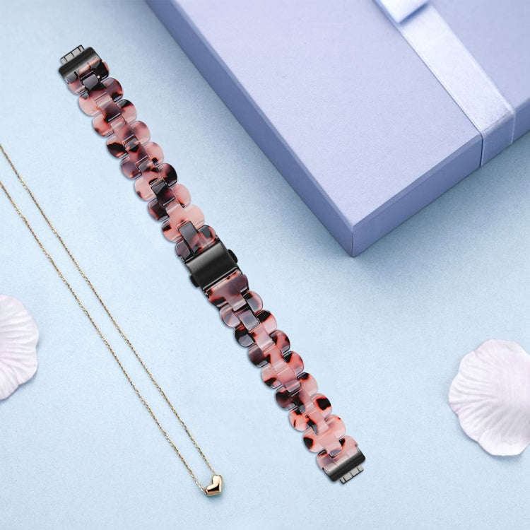 For Fitbit Inspire 3 Oval Resin Replacement Watch Band(Tortoise Flower)