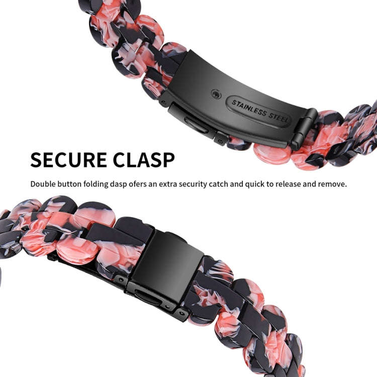 For Fitbit Inspire 3 Oval Resin Replacement Watch Band(Black Pink Flower)