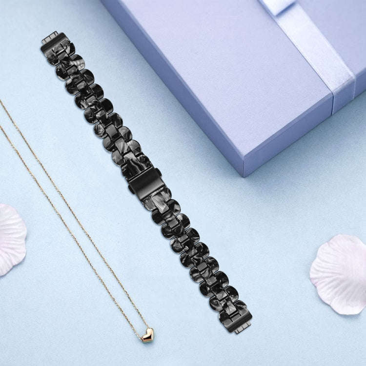For Fitbit Inspire 3 Oval Resin Replacement Watch Band(Black Flower)