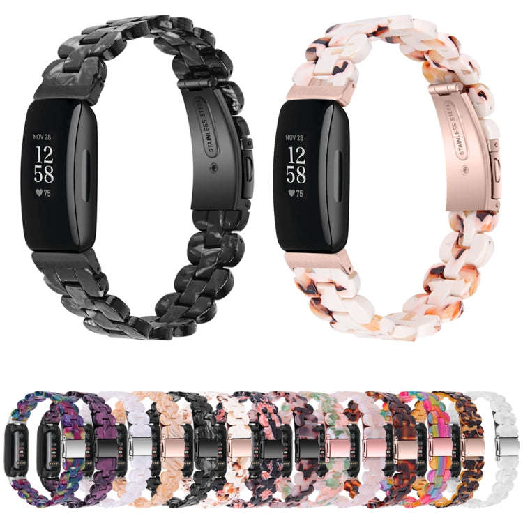 For Fitbit Inspire 3 Oval Resin Replacement Watch Band(Tortoise Flower)