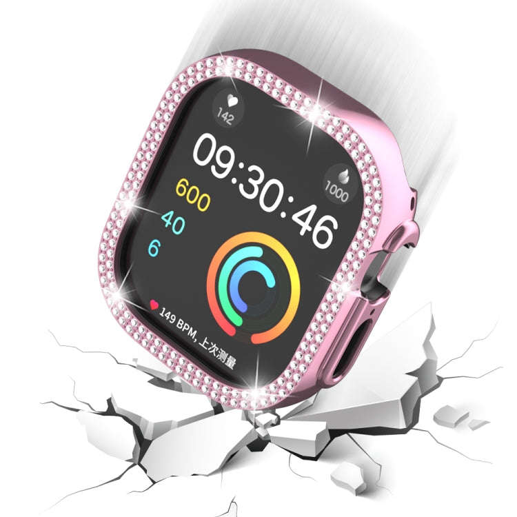 For Apple Watch Ultra 2 / Ultra 49mm Double Row Diamond Hollow PC Watch Case(Pink)