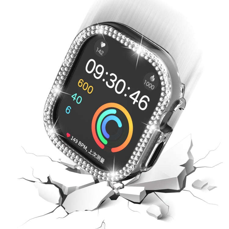 For Apple Watch Ultra 2 / Ultra 49mm Double Row Diamond Hollow PC Watch Case(Transparent)