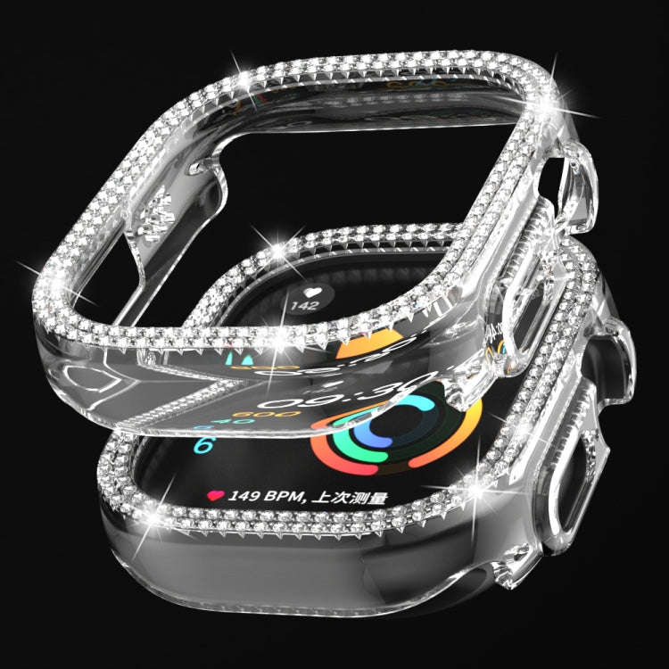 For Apple Watch Ultra 2 / Ultra 49mm Double Row Diamond Hollow PC Watch Case(Transparent)