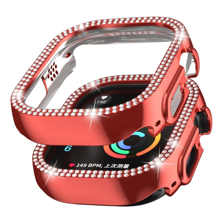 For Apple Watch Ultra 2 / Ultra 49mm Double Row Diamond Hollow PC Watch Case(Red)