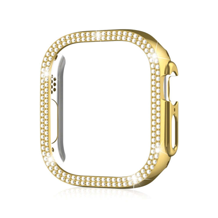 For Apple Watch Ultra 2 / Ultra 49mm Double Row Diamond Hollow PC Watch Case(Gold)