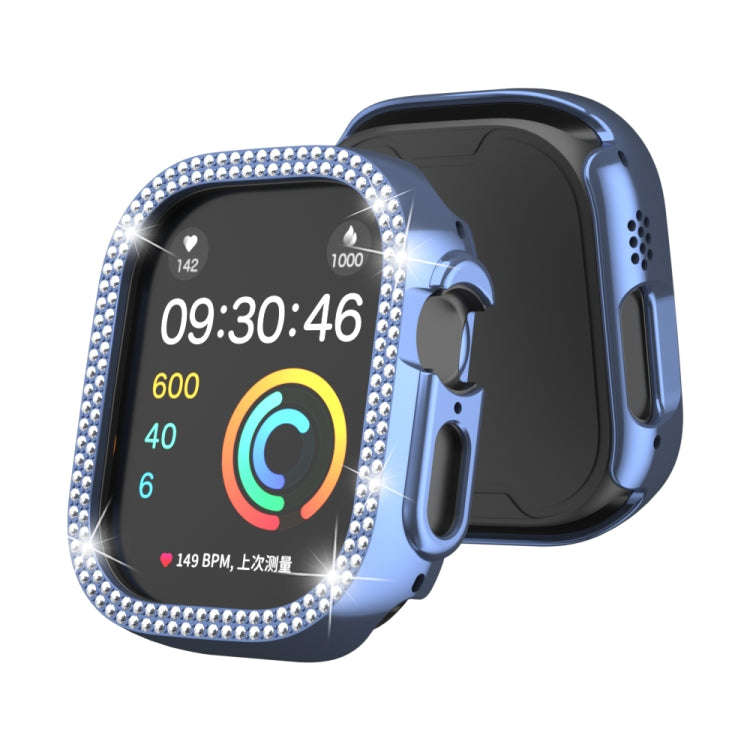 For Apple Watch Ultra 2 / Ultra 49mm Double Row Diamond Hollow PC Watch Case(Blue)