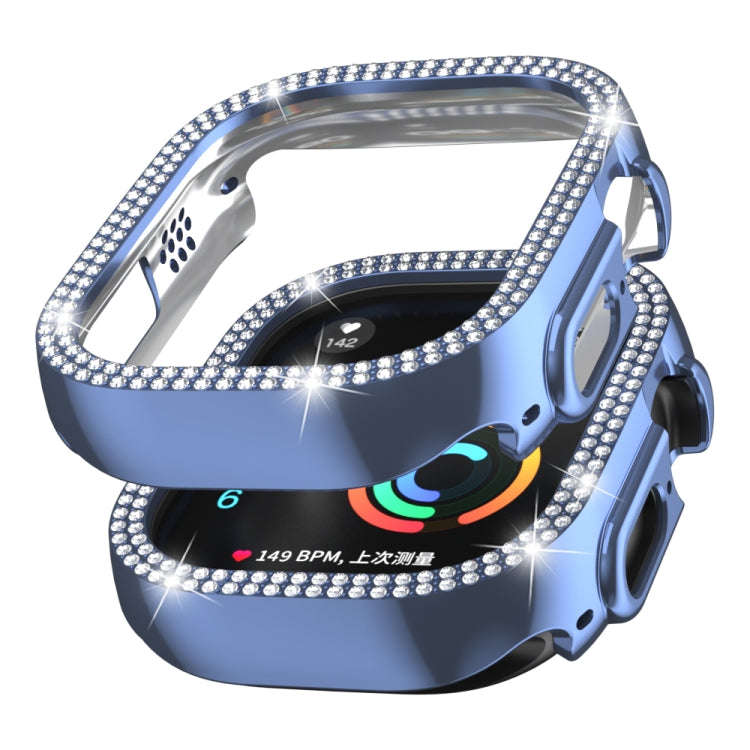 For Apple Watch Ultra 2 / Ultra 49mm Double Row Diamond Hollow PC Watch Case(Blue)