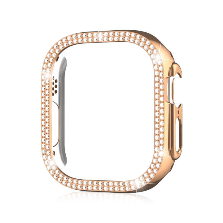 For Apple Watch Ultra 2 / Ultra 49mm Double Row Diamond Hollow PC Watch Case(Rose Gold)