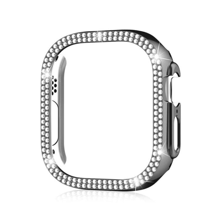 For Apple Watch Ultra 2 / Ultra 49mm Double Row Diamond Hollow PC Watch Case(Black)