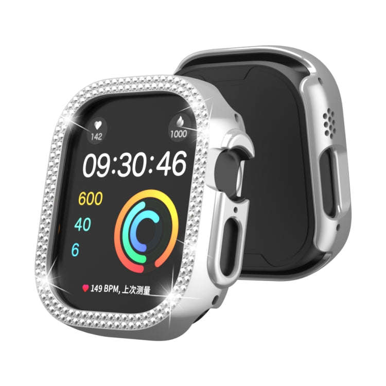 For Apple Watch Ultra 2 / Ultra 49mm Double Row Diamond Hollow PC Watch Case(Silver)