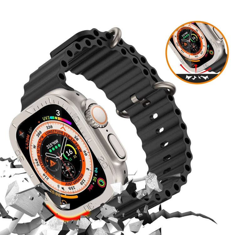 For Apple Watch Ultra 49mm Number Ring Metal Frame Integrated Tempered Film(Original Color)