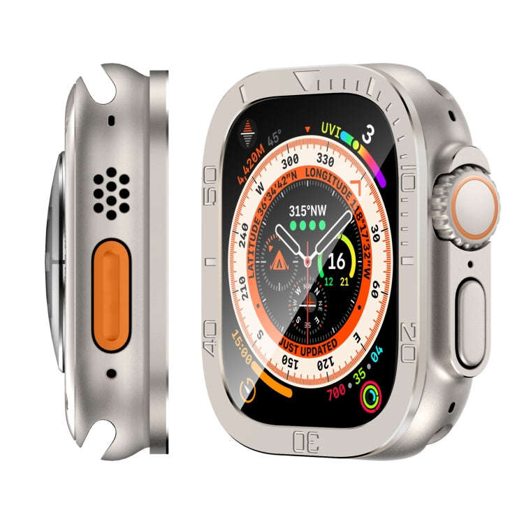For Apple Watch Ultra 49mm Number Ring Metal Frame Integrated Tempered Film(Original Color)