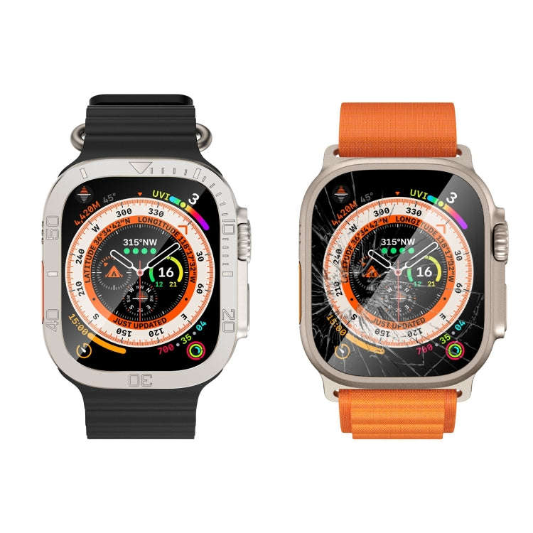 For Apple Watch Ultra 49mm Number Ring Metal Frame Integrated Tempered Film(Original Color)