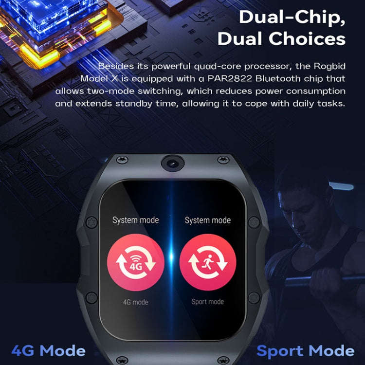 Model X 1.99 inch IP68 Waterproof Android 9.0 4G Dual Cameras Matte Smart Watch, Specification:2G...