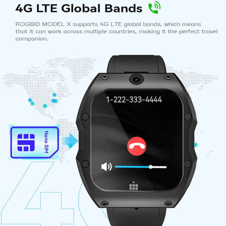 Model X 1.99 inch IP68 Waterproof Android 9.0 4G Dual Cameras Matte Smart Watch, Specification:2G...