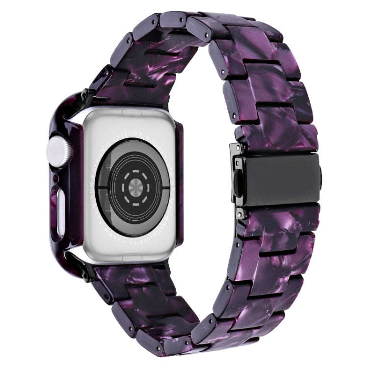 For Apple Watch Series 9 / 8 / 7 41mm Printed Resin PC Watch Band Case Kit(Purple)