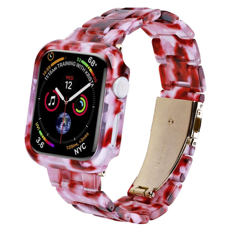 For Apple Watch Series 9 / 8 / 7 45mm Printed Resin PC Watch Band Case Kit(Nougat Color)