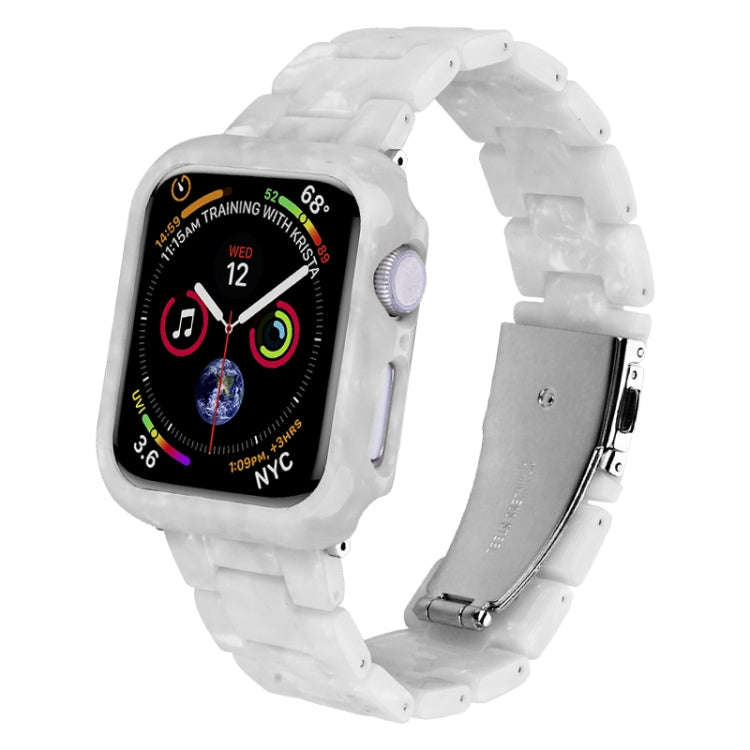 For Apple Watch Series 6/5/4/SE 44mm Printed Resin PC Watch Band Case Kit(Peach Pink)