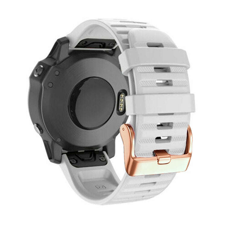 For Garmin Fenix 7S / 6S Pro / 5S Plus 20mm Rose Gold Buckle Quick Release Silicone Watch Band(Wh...