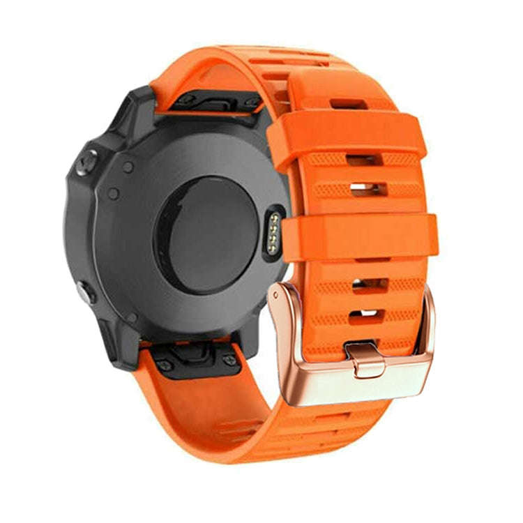For Garmin Fenix 7S / 6S Pro / 5S Plus 20mm Rose Gold Buckle Quick Release Silicone Watch Band(Or...