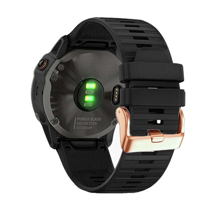 For Garmin Fenix 7S / 6S Pro / 5S Plus 20mm Rose Gold Buckle Quick Release Silicone Watch Band(Bl...