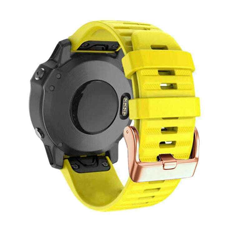 For Garmin Fenix 7S / 6S Pro / 5S Plus 20mm Rose Gold Buckle Quick Release Silicone Watch Band(Ye...