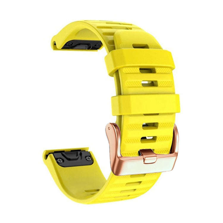 For Garmin Fenix 7S / 6S Pro / 5S Plus 20mm Rose Gold Buckle Quick Release Silicone Watch Band(Ye...