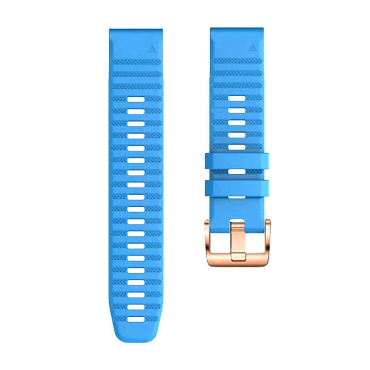 For Garmin Fenix 7S / 6S Pro / 5S Plus 20mm Rose Gold Buckle Quick Release Silicone Watch Band(Blue)