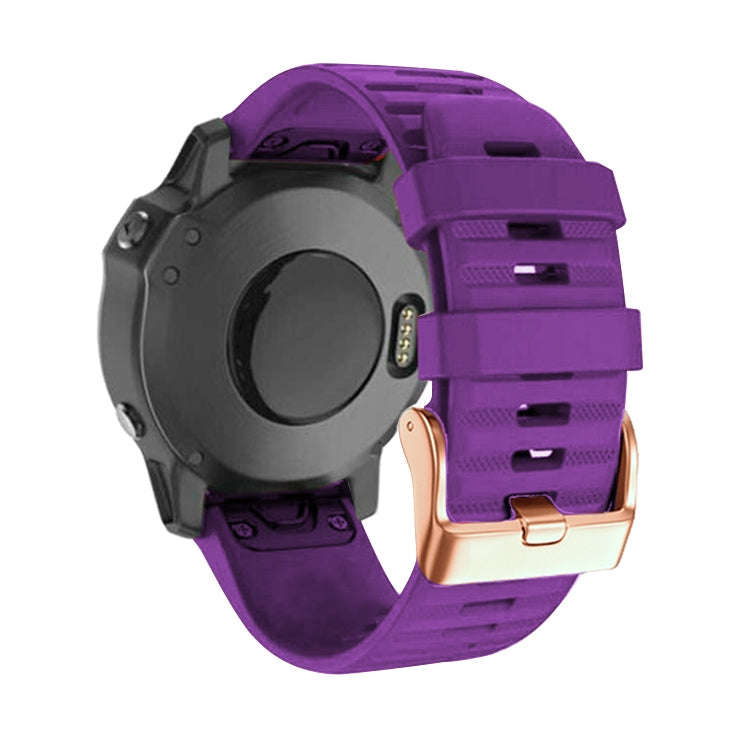 For Garmin Fenix 7S / 6S Pro / 5S Plus 20mm Rose Gold Buckle Quick Release Silicone Watch Band(Pu...