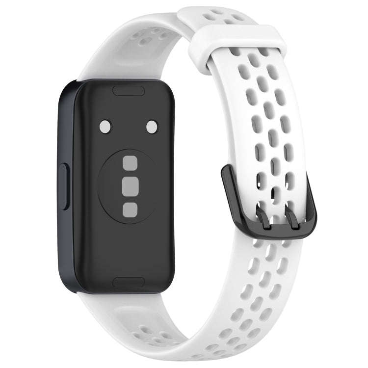 For Huawei Band 10 / 9 / 8 Solid Color Breathable Silicone Watch Band(White)