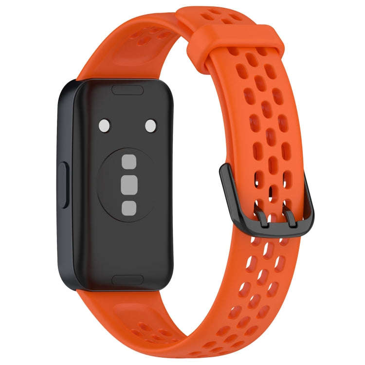For Huawei Band 10 / 9 / 8 Solid Color Breathable Silicone Watch Band(Orange)