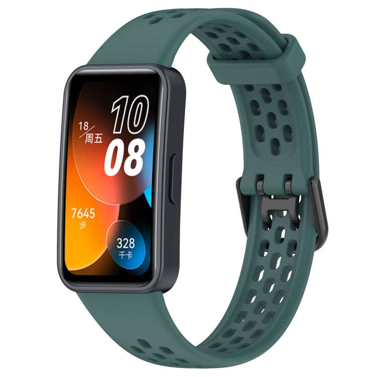 For Huawei Band 10 / 9 / 8 Solid Color Breathable Silicone Watch Band(Olive Green)