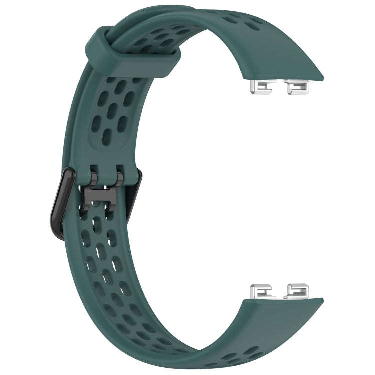 For Huawei Band 10 / 9 / 8 Solid Color Breathable Silicone Watch Band(Olive Green)