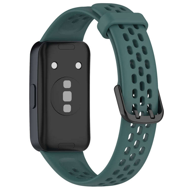For Huawei Band 10 / 9 / 8 Solid Color Breathable Silicone Watch Band(Olive Green)