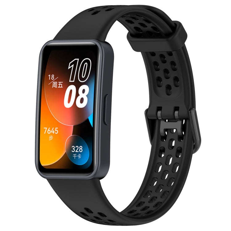 For Huawei Band 10 / 9 / 8 Solid Color Breathable Silicone Watch Band(Black)