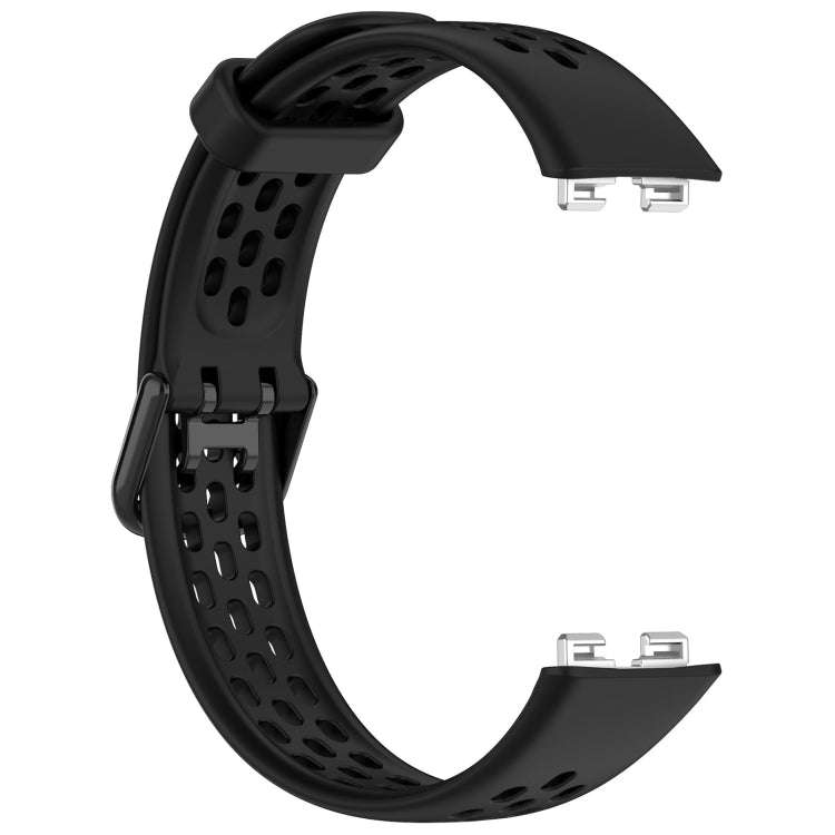 For Huawei Band 10 / 9 / 8 Solid Color Breathable Silicone Watch Band(Black)