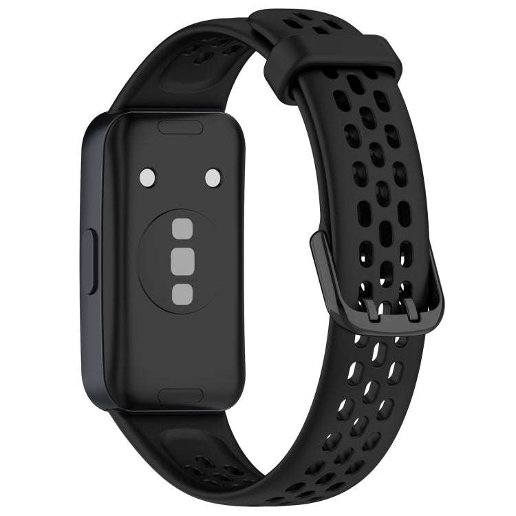For Huawei Band 10 / 9 / 8 Solid Color Breathable Silicone Watch Band(Black)