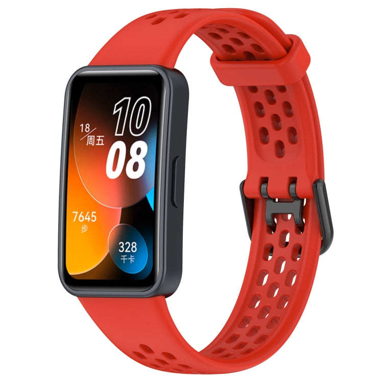 For Huawei Band 10 / 9 / 8 Solid Color Breathable Silicone Watch Band(Red)