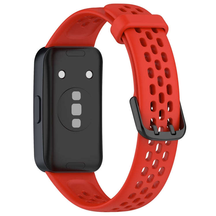 For Huawei Band 10 / 9 / 8 Solid Color Breathable Silicone Watch Band(Red)