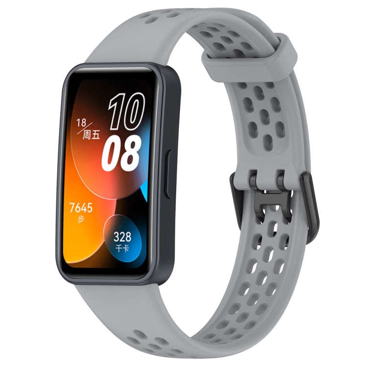 For Huawei Band 10 / 9 / 8 Solid Color Breathable Silicone Watch Band(Grey)
