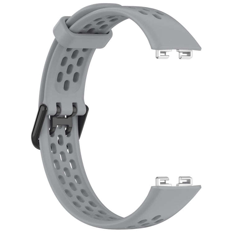 For Huawei Band 10 / 9 / 8 Solid Color Breathable Silicone Watch Band(Grey)