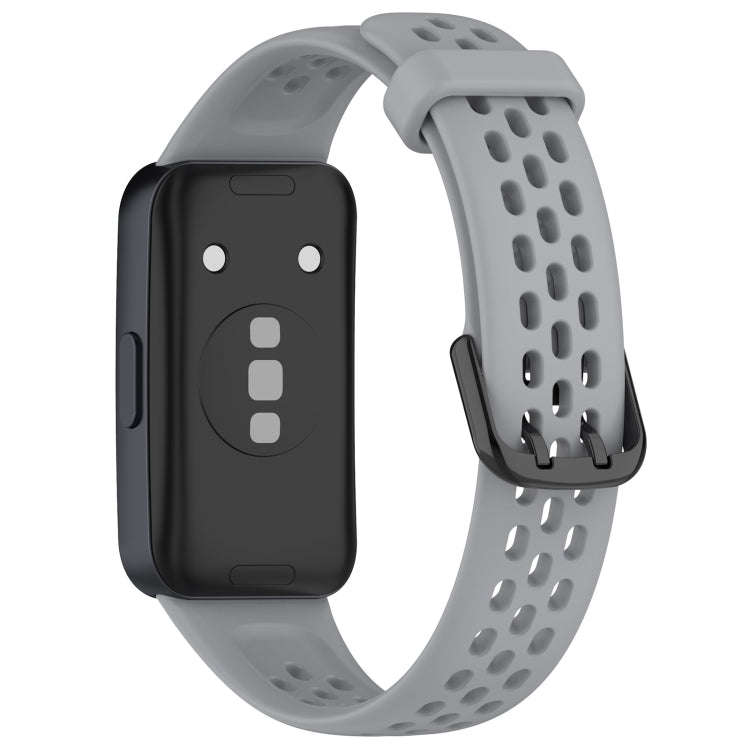 For Huawei Band 10 / 9 / 8 Solid Color Breathable Silicone Watch Band(Grey)