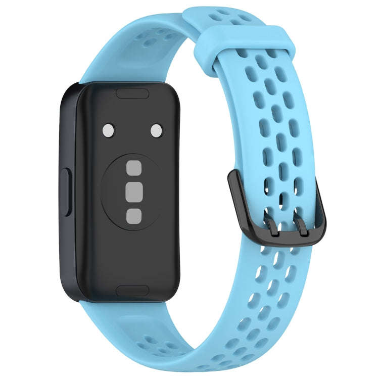 For Huawei Band 10 / 9 / 8 Solid Color Breathable Silicone Watch Band(Light Blue)