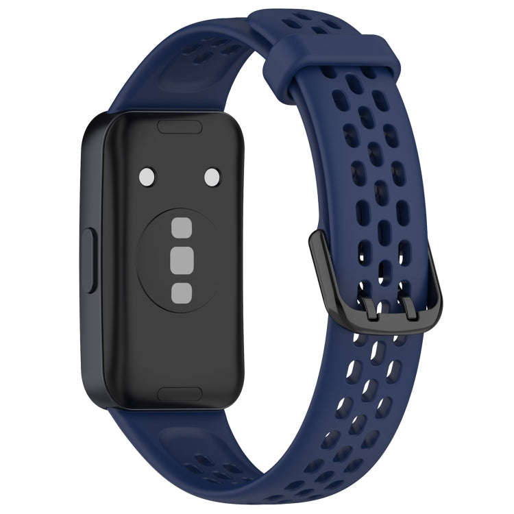 For Huawei Band 10 / 9 / 8 Solid Color Breathable Silicone Watch Band(Midnight Blue)