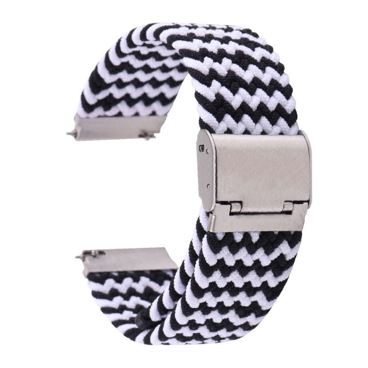 For Samsung Galaxy Watch 6 / 6 Classic Nylon Braided Metal Buckle Watch Band(W Black White)