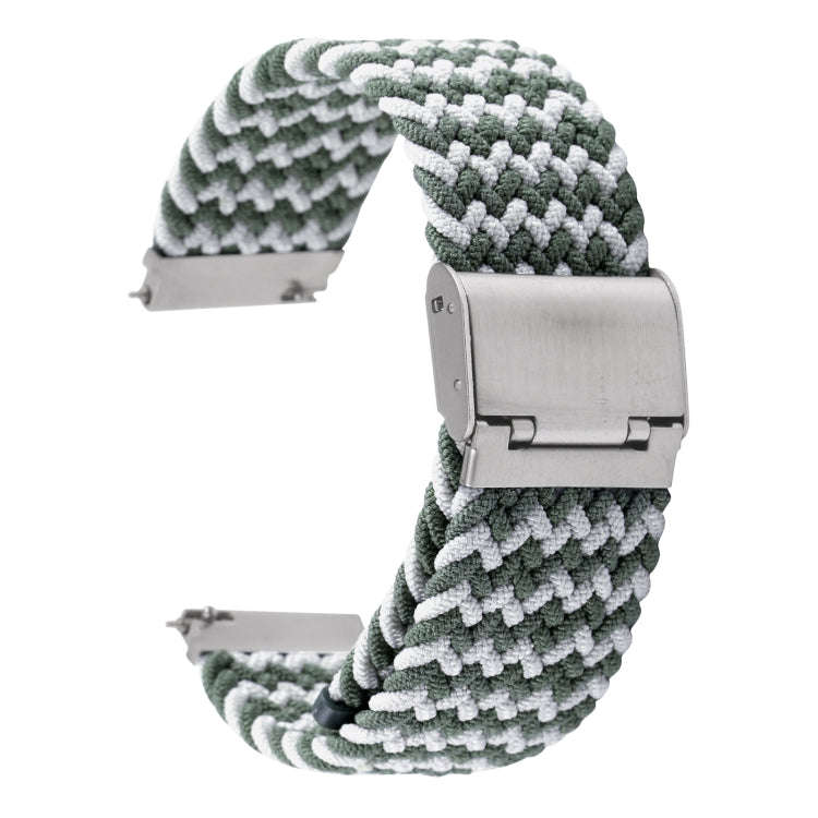 For Samsung Galaxy Watch 6 / 6 Classic Nylon Braided Metal Buckle Watch Band(W Green White)