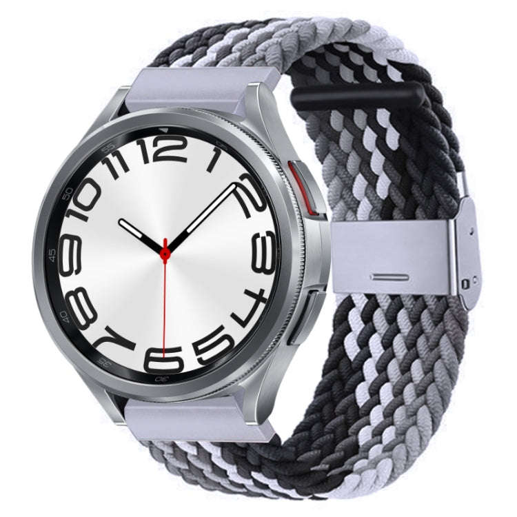 For Samsung Galaxy Watch 6 / 6 Classic Nylon Braided Metal Buckle Watch Band(Z Black Gray)