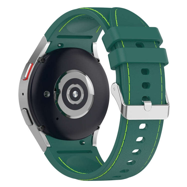 For Samsung Galaxy Watch 6 / 6 Classic Leather Silicone Watch Band(Dark Green)