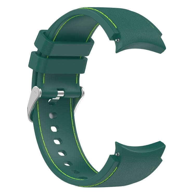 For Samsung Galaxy Watch 6 / 6 Classic Leather Silicone Watch Band(Dark Green)
