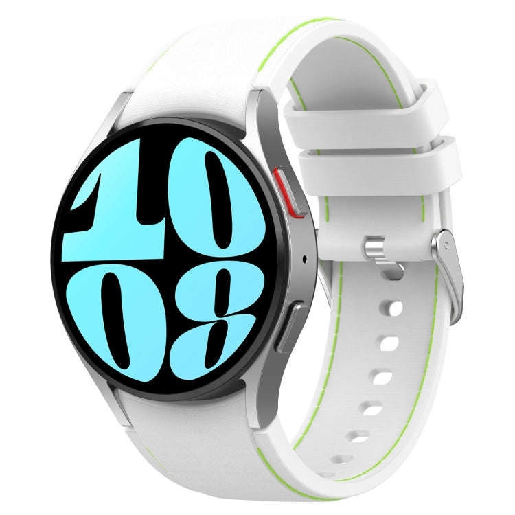 For Samsung Galaxy Watch 6 / 6 Classic Leather Silicone Watch Band(White)
